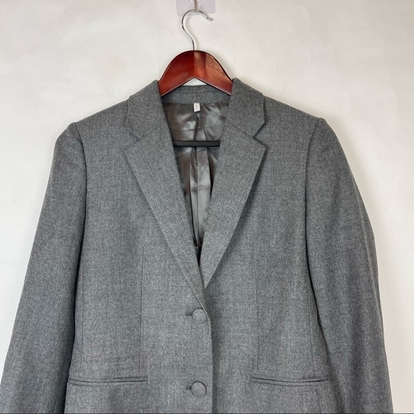 HELMUT LANG Woman’s size 2 Heathered 2-button wool blazer Grey Career Wear - Picture 3 of 8